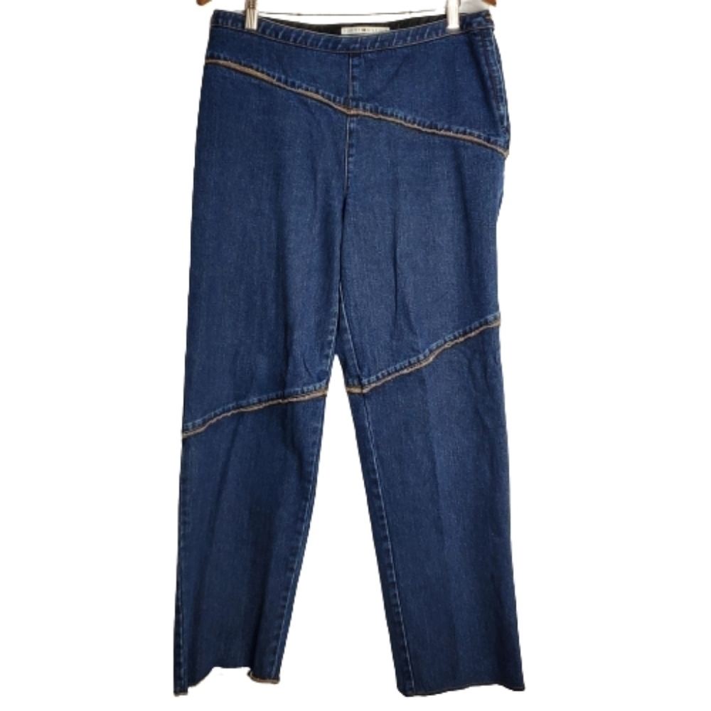Tommy Hilfiger 90's Y2K Vintage Wide Leg Fringe Women's Denim Jeans Size  14
